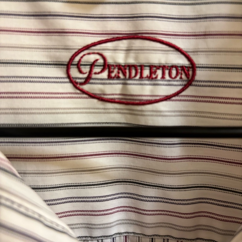 Pendleton striped button-down blouse with decorat… - image 3